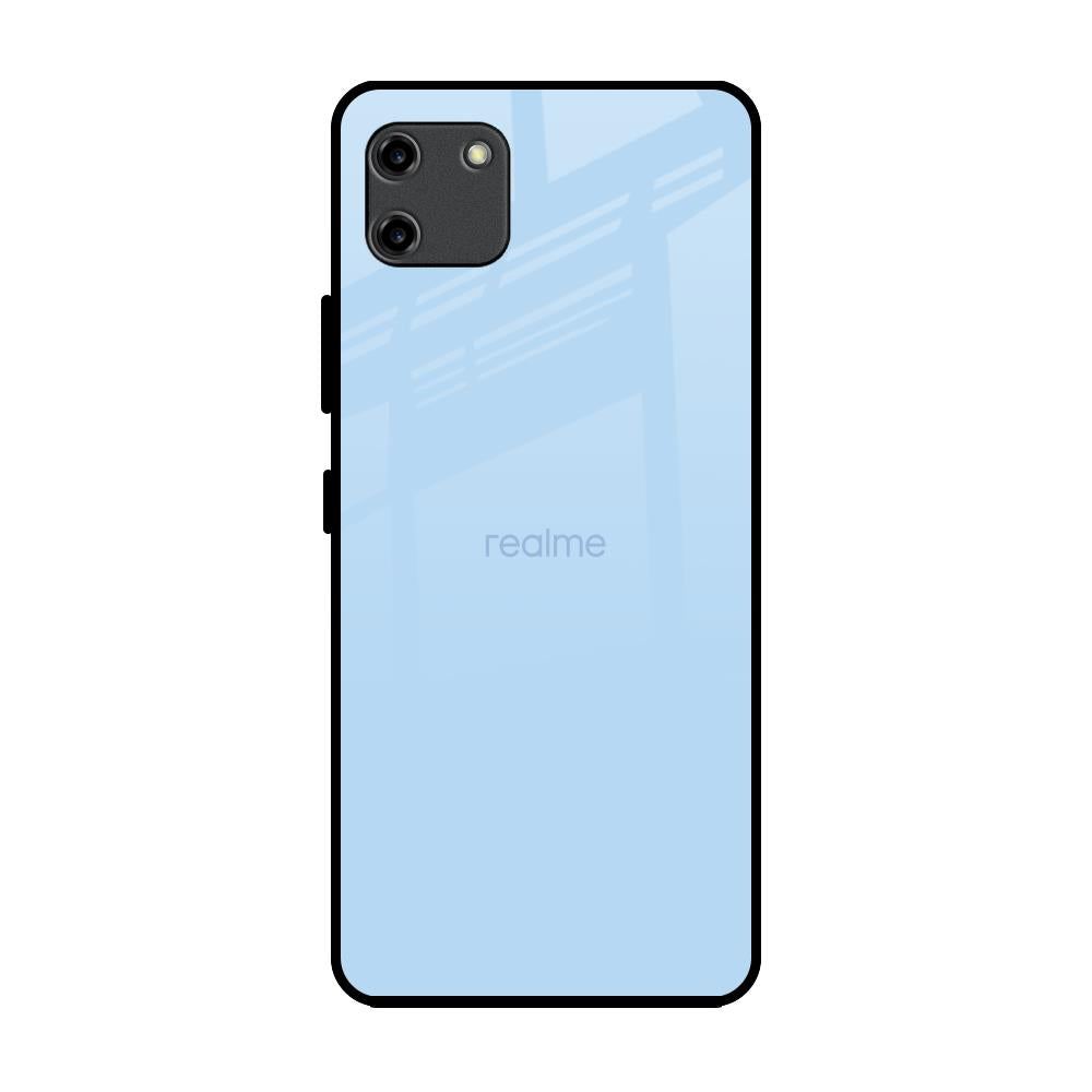 Pastel Sky Blue Realme C11 Glass Back Cover Online