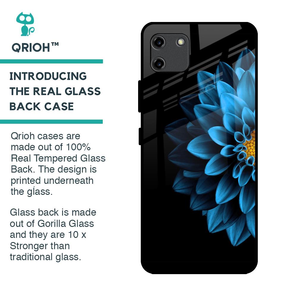 Half Blue Flower Glass Case for Realme C11