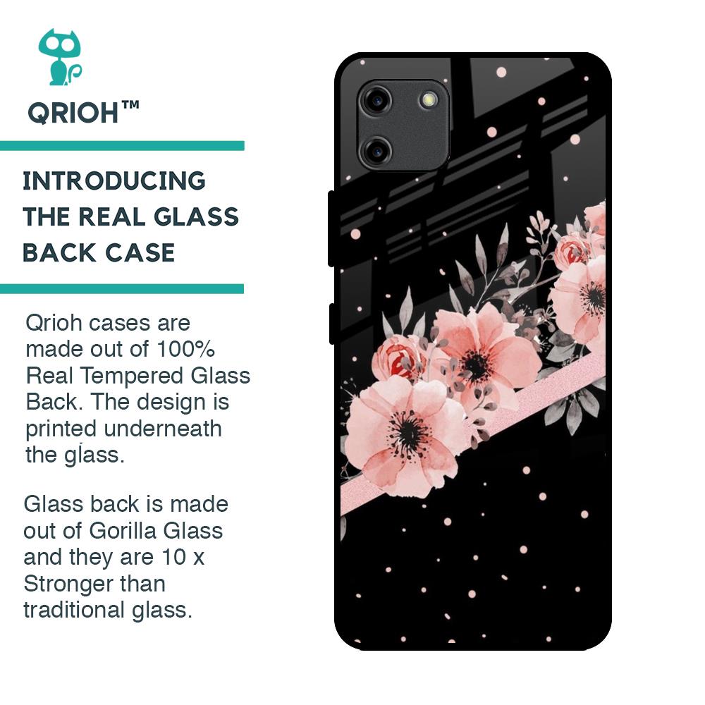 Floral Black Band Glass Case For Realme C11