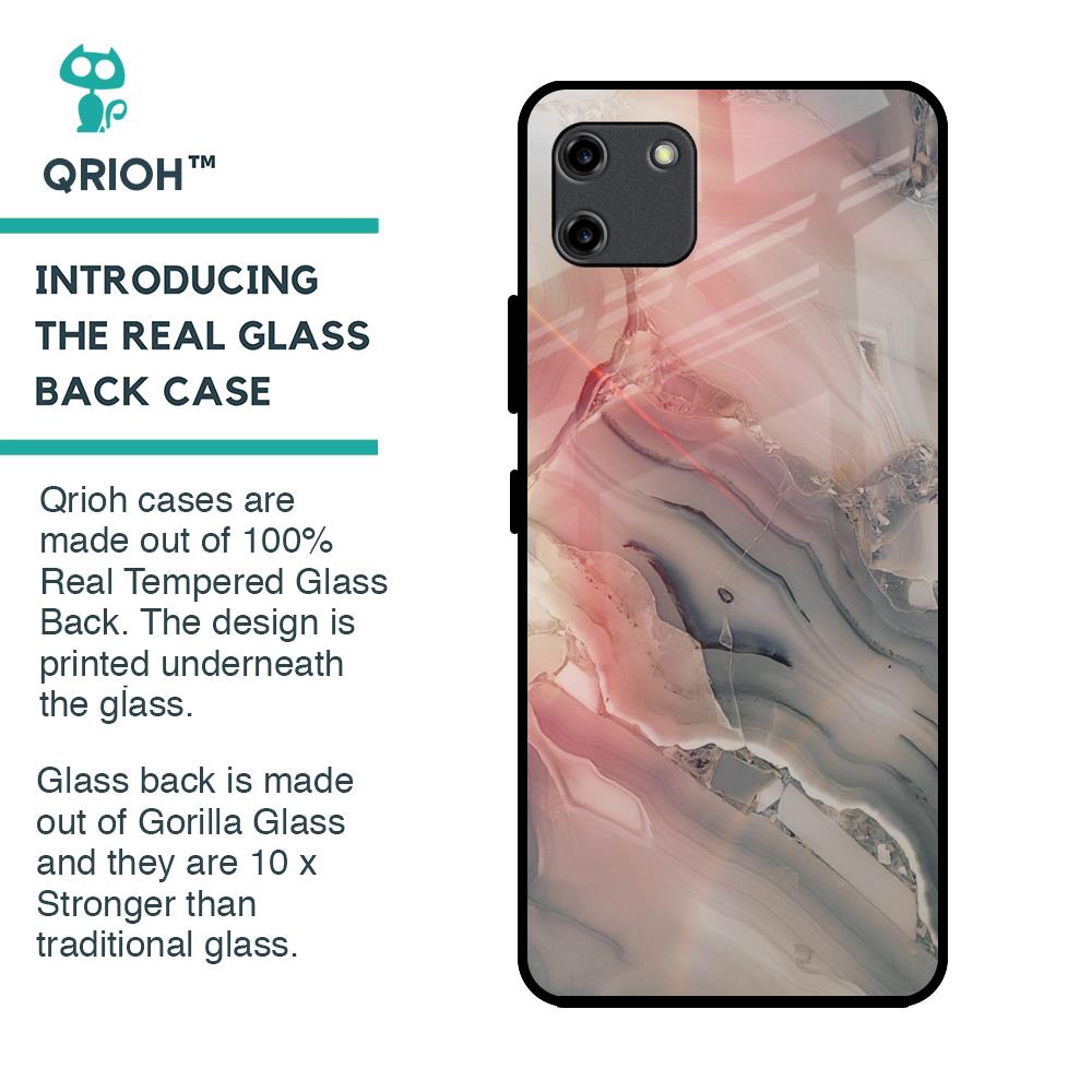 Pink And Grey Marble Glass Case For Realme C11