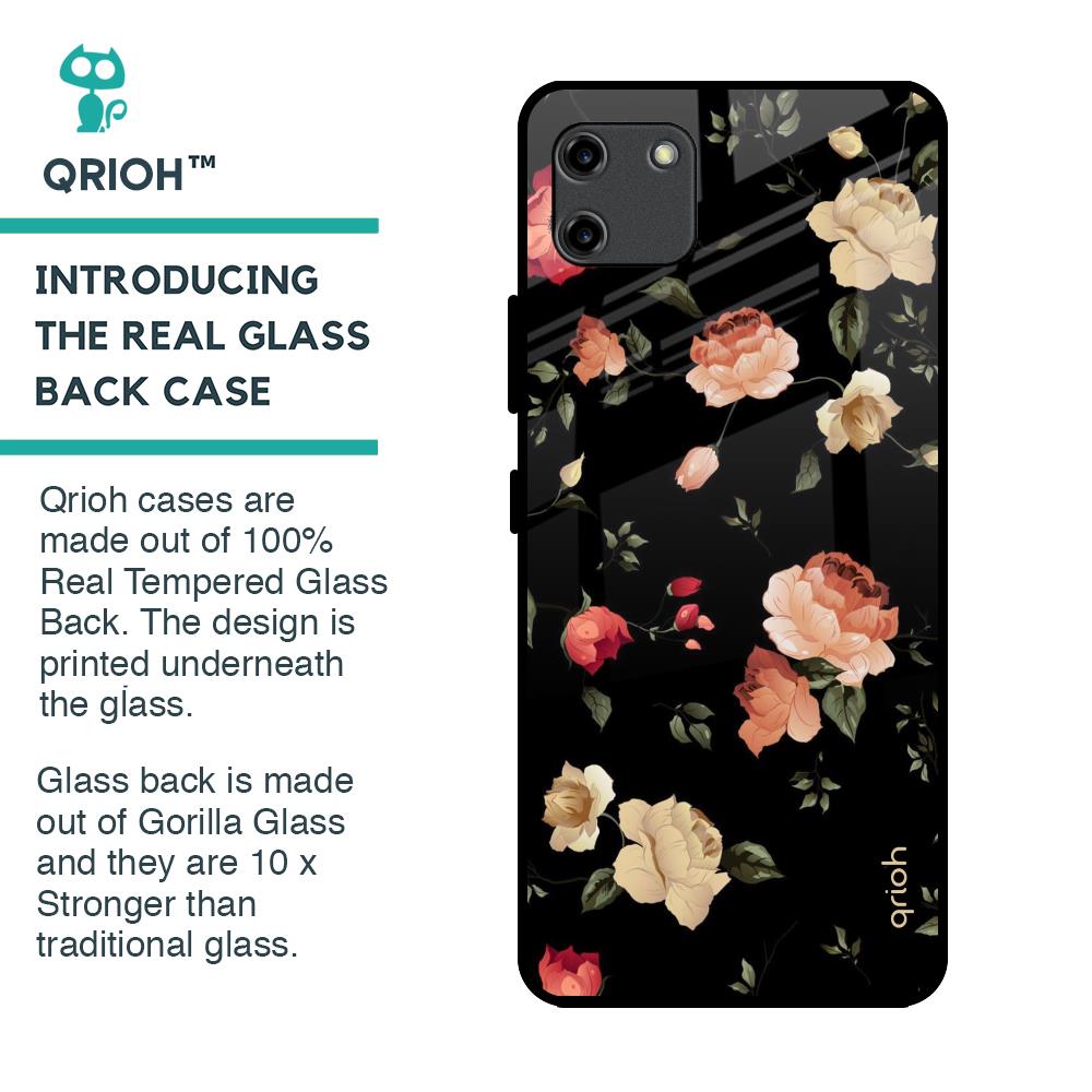 Black Spring Floral Glass Case for Realme C11
