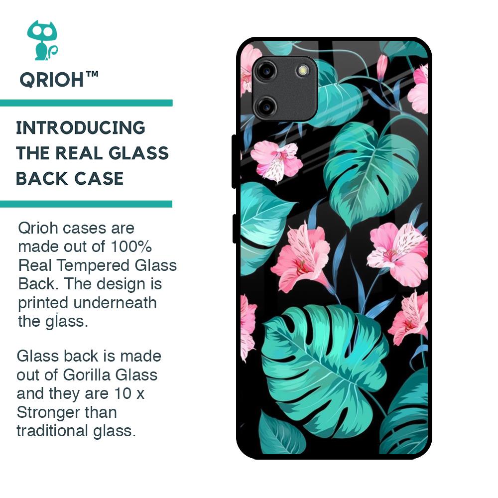 Tropical Leaves & Pink Flowers Glass Case for Realme C11