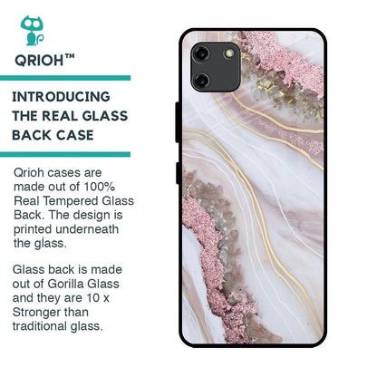 Pink & Gold Gllitter Marble Glass Case for Realme C11