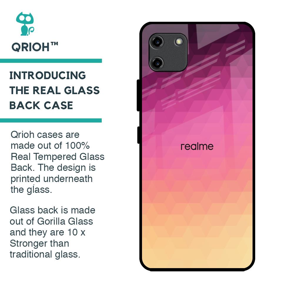 Geometric Pink Diamond Glass Case for Realme C11