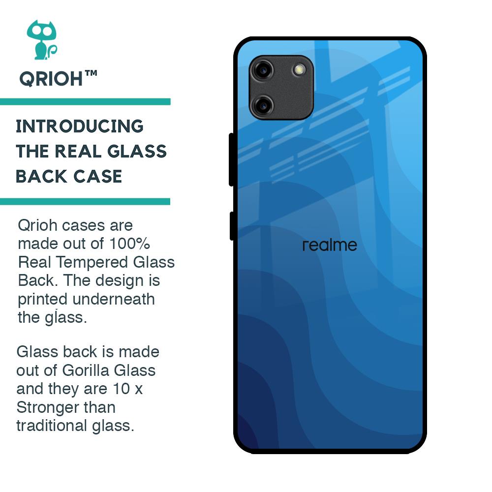 Blue Wave Abstract Glass Case for Realme C11