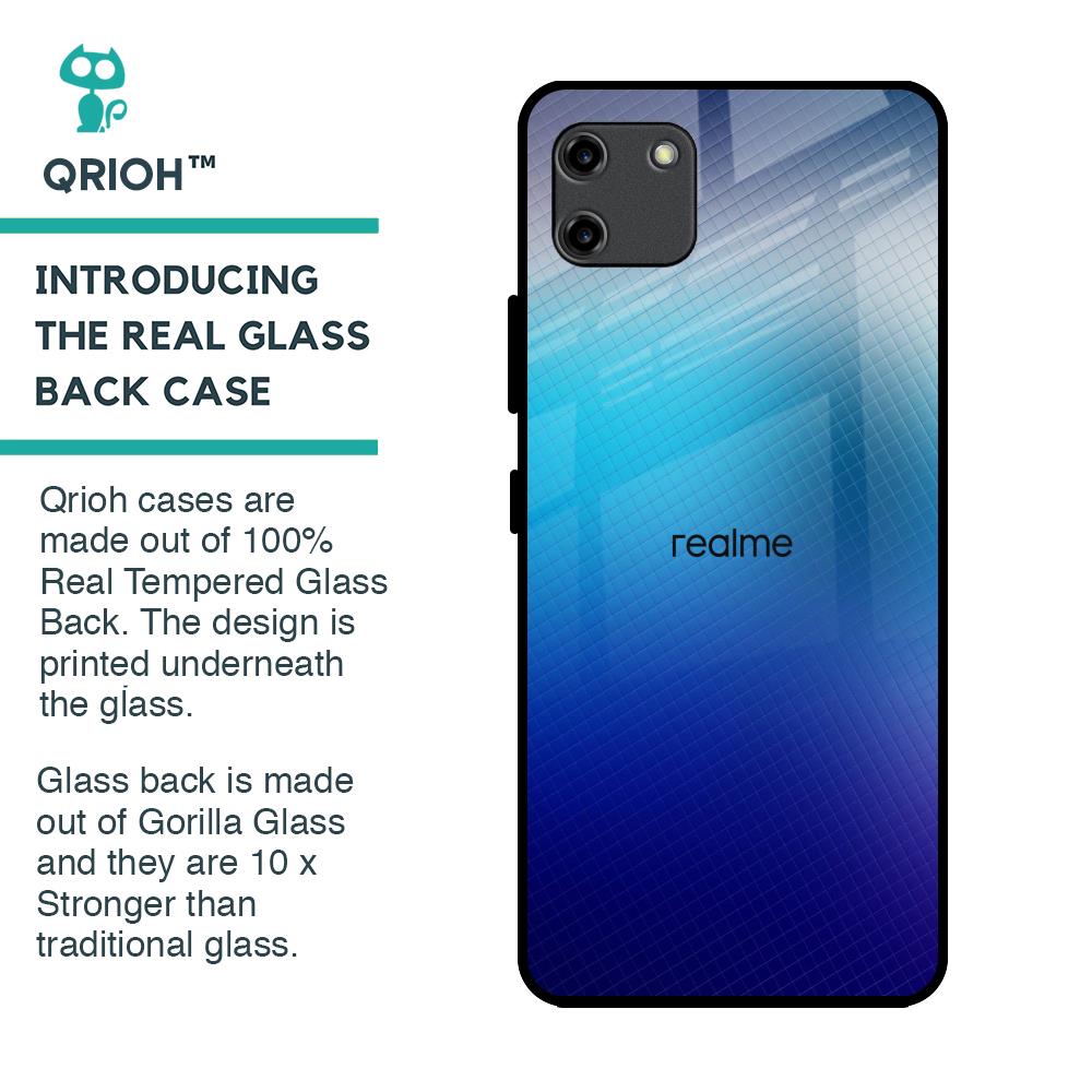 Blue Rhombus Pattern Glass Case for Realme C11