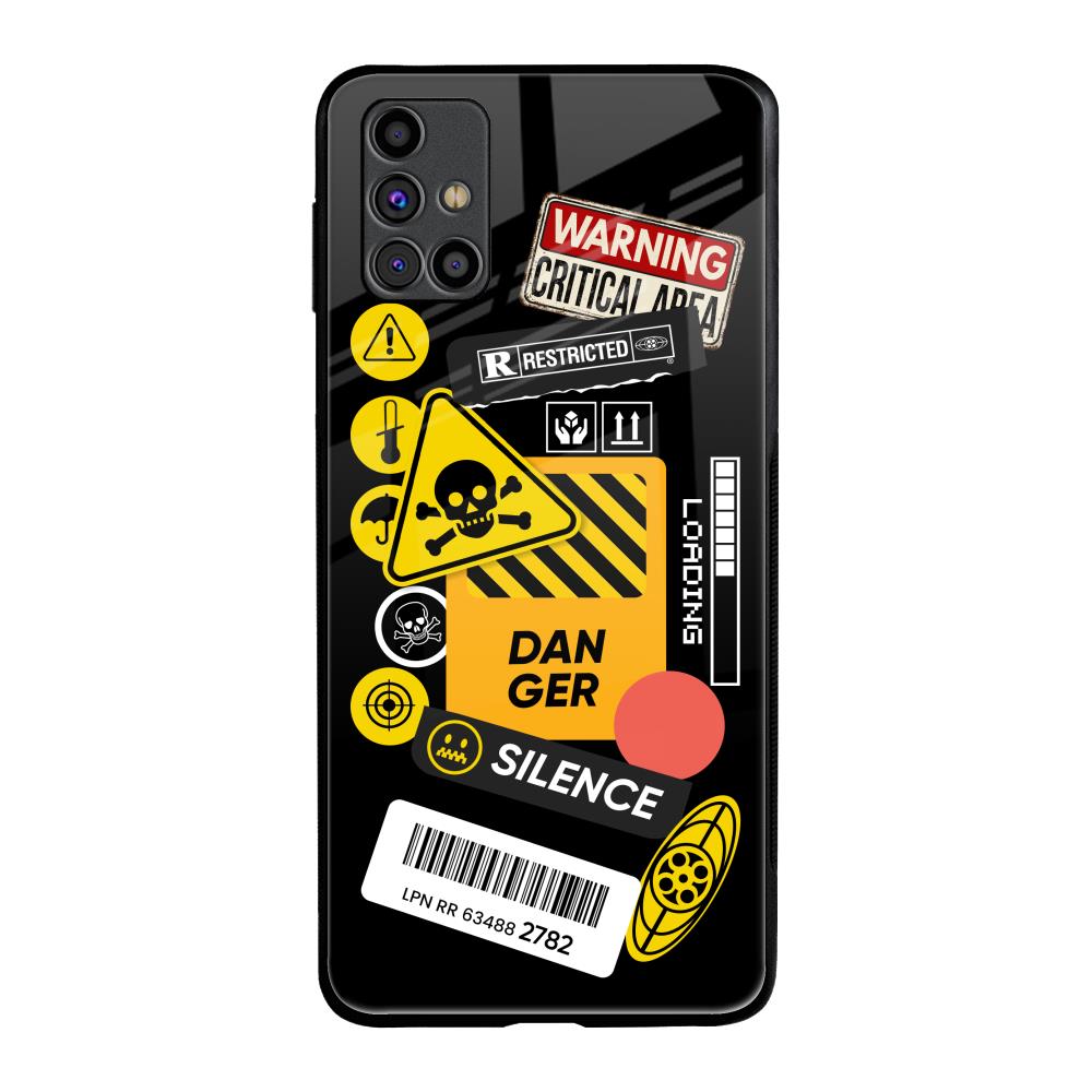 Danger Signs Samsung Galaxy M31s Glass Back Cover Online