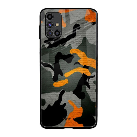 Camouflage Orange Samsung Galaxy M31s Glass Back Cover Online
