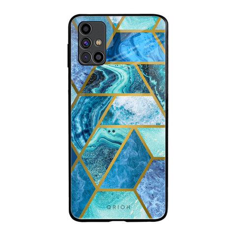 Turquoise Geometrical Marble Samsung Galaxy M31s Glass Back Cover Online