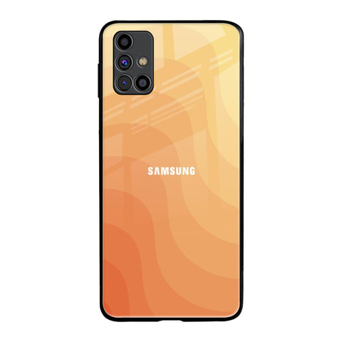 Orange Curve Pattern Samsung Galaxy M31s Glass Back Cover Online