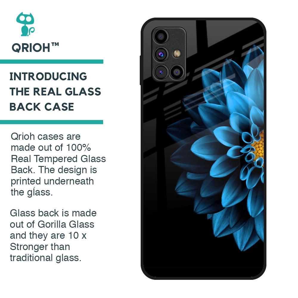 Half Blue Flower Glass Case for Samsung Galaxy M31s