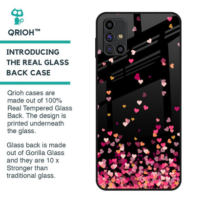 Heart Rain Fall Glass Case For Samsung Galaxy M31s