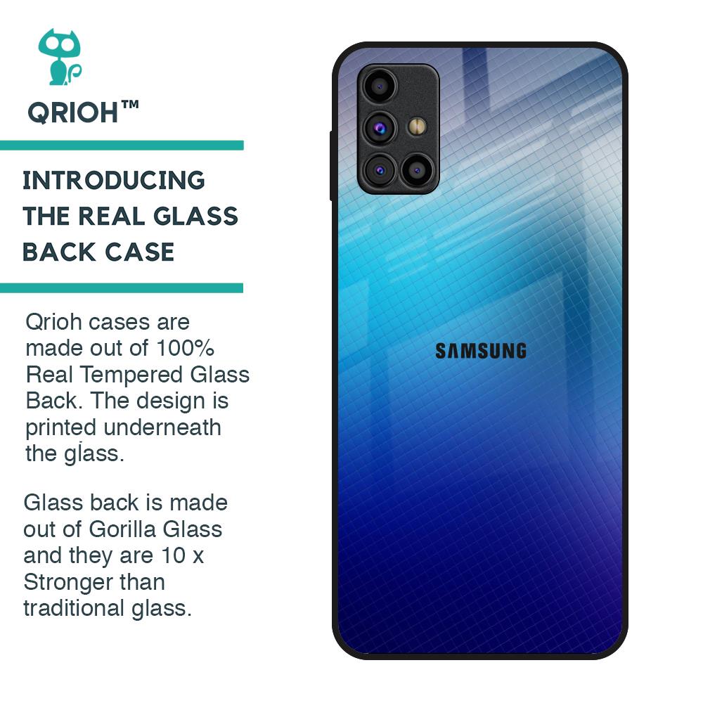 Blue Rhombus Pattern Glass Case for Samsung Galaxy M31s
