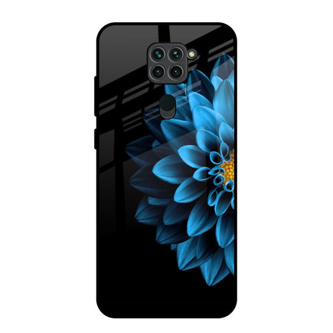 Half Blue Flower Redmi Note 9 Glass Back Cover Online