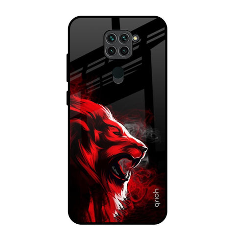 Red Angry Lion Redmi Note 9 Glass Back Cover Online