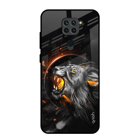 Aggressive Lion Redmi Note 9 Glass Back Cover Online