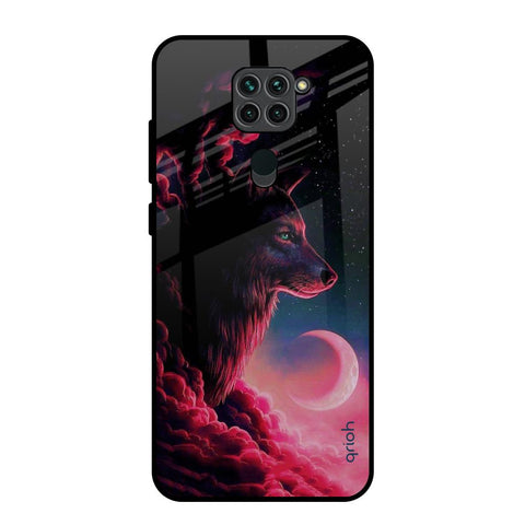Moon Wolf Redmi Note 9 Glass Back Cover Online