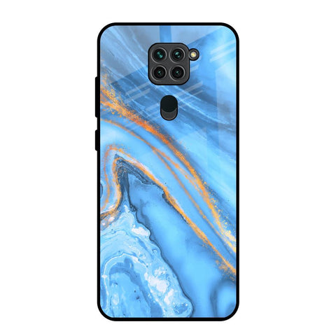 Vibrant Blue Marble Redmi Note 9 Glass Back Cover Online