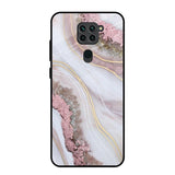 Pink & Gold Gllitter Marble Redmi Note 9 Glass Back Cover Online