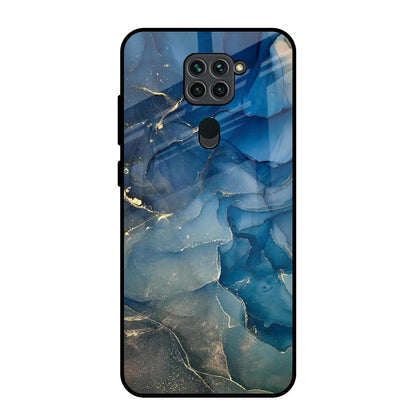 Blue Cool Marble Redmi Note 9 Glass Back Cover Online