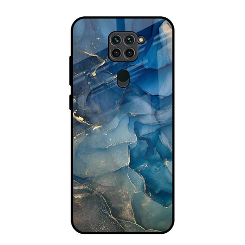 Blue Cool Marble Redmi Note 9 Glass Back Cover Online