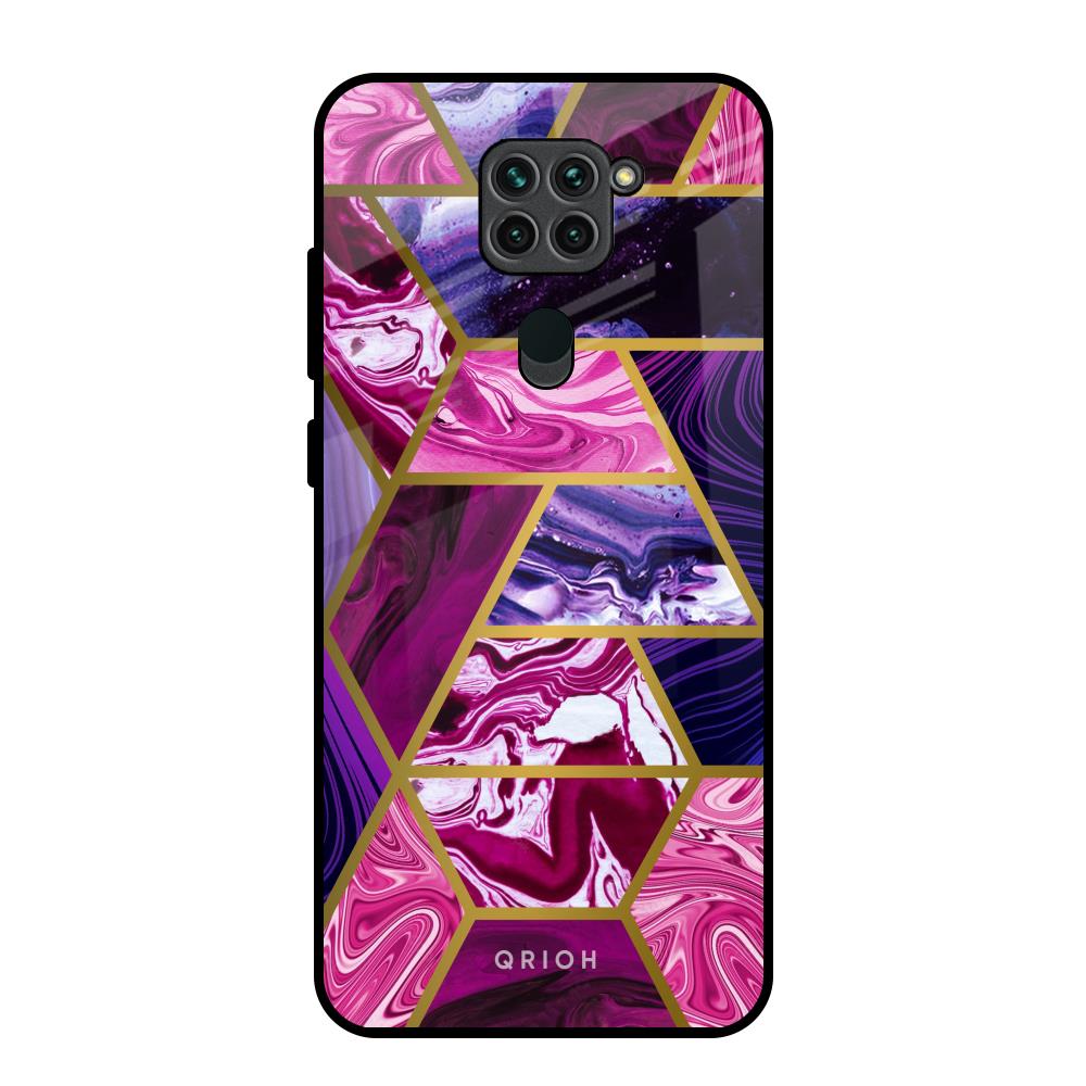 Electroplated Geometric Marble Redmi Note 9 Glass Back Cover Online