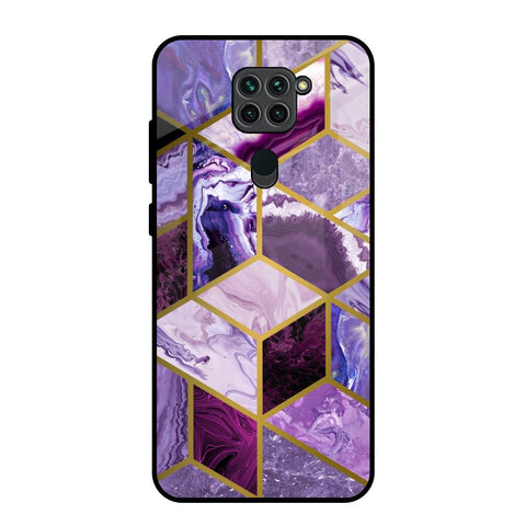 Purple Rhombus Marble Redmi Note 9 Glass Back Cover Online