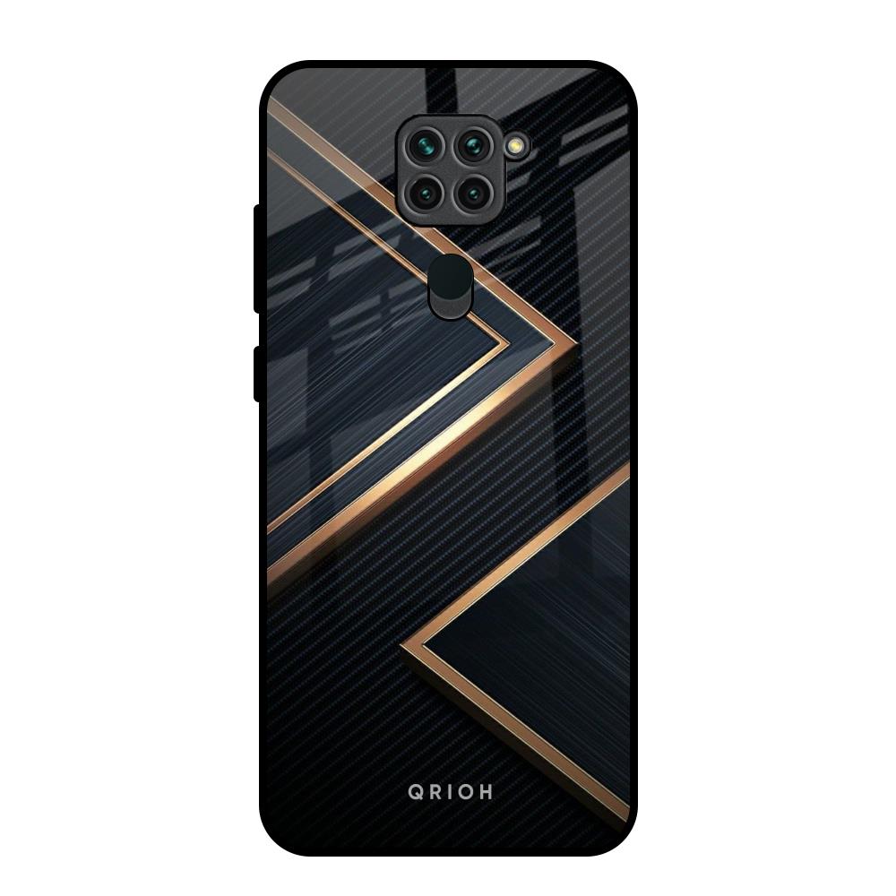 Sleek Golden & Navy Redmi Note 9 Glass Back Cover Online