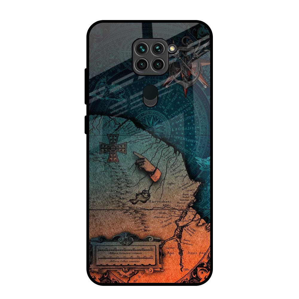 Geographical Map Redmi Note 9 Glass Back Cover Online