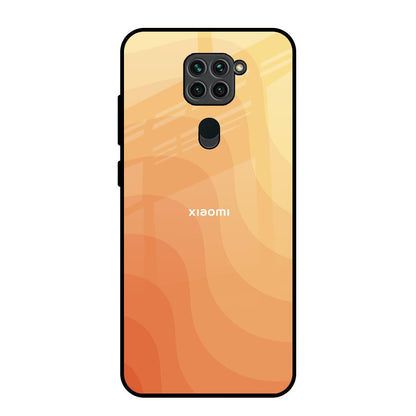 Orange Curve Pattern Redmi Note 9 Glass Back Cover Online