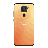 Orange Curve Pattern Redmi Note 9 Glass Back Cover Online