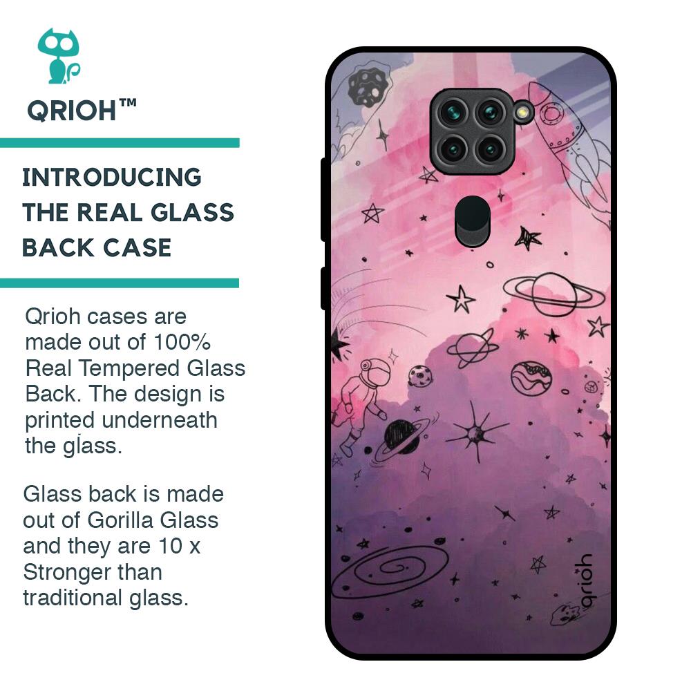 Space Doodles Glass Case for Redmi Note 9