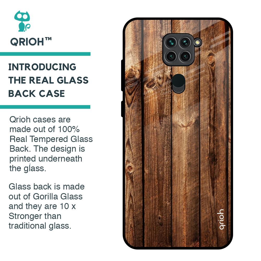 Timber Printed Glass Case for Redmi Note 9