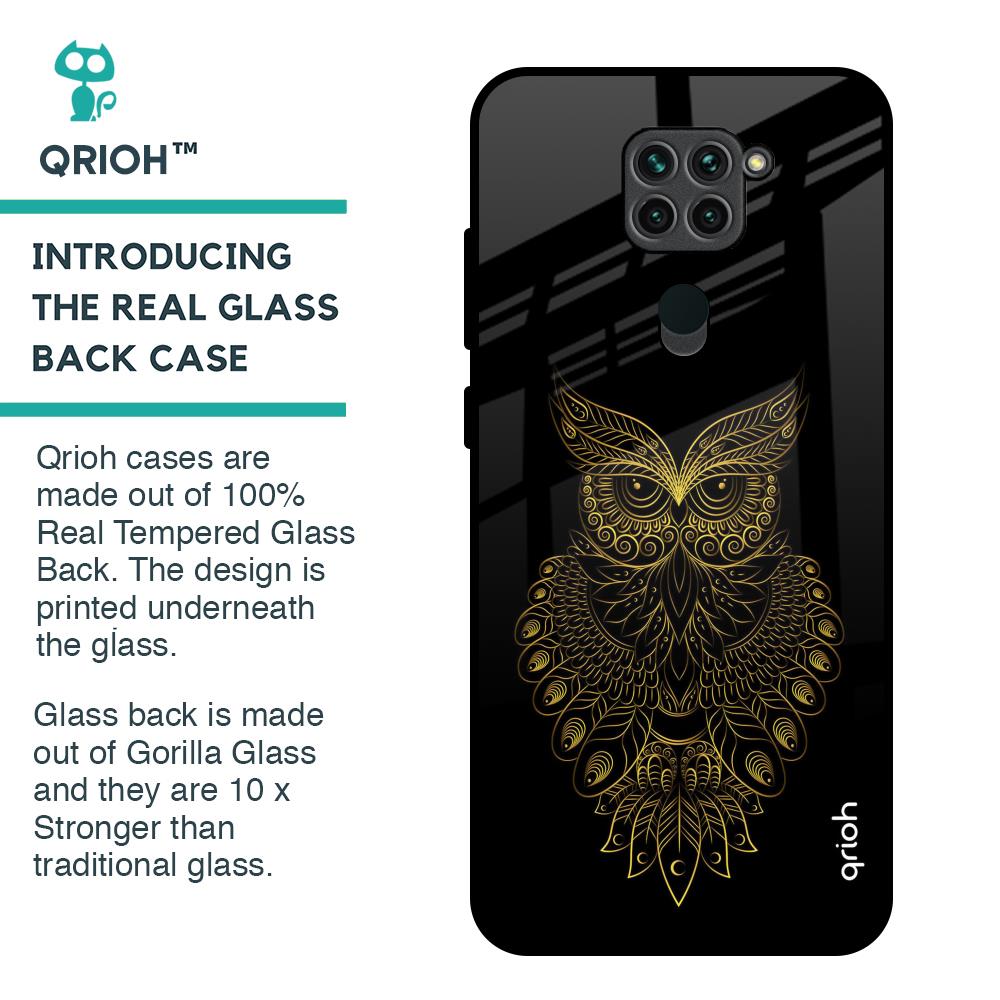 Golden Owl Glass Case for Redmi Note 9