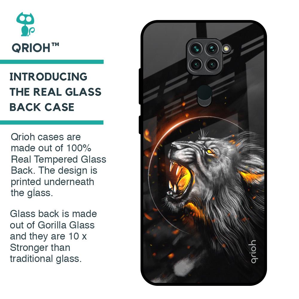 Aggressive Lion Glass Case for Redmi Note 9