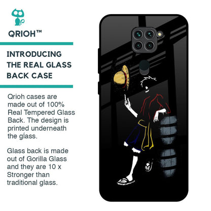 Luffy Line Art Glass Case for Redmi Note 9