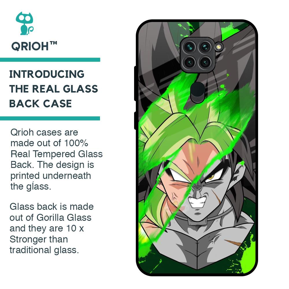 Anime Green Splash Glass Case for Redmi Note 9