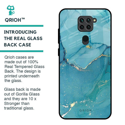 Blue Golden Glitter Glass Case for Redmi Note 9
