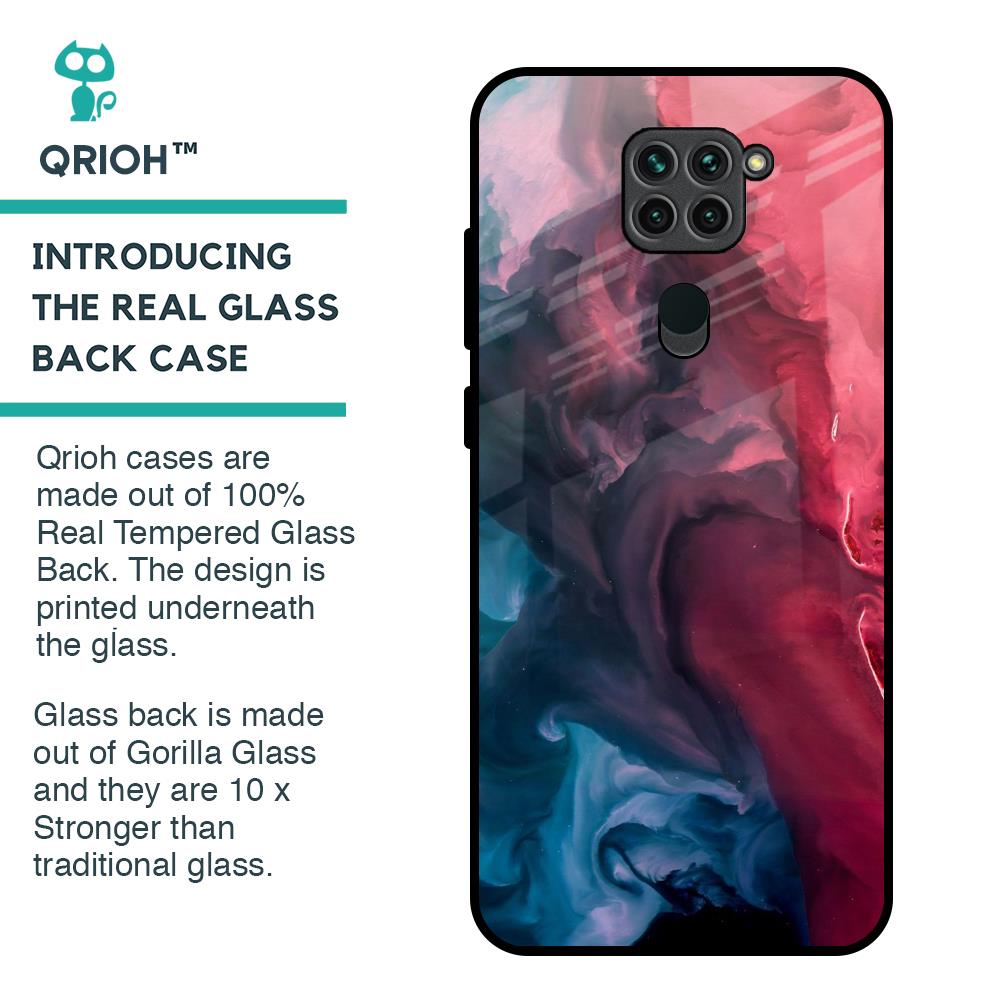 Blue & Red Smoke Glass Case for Redmi Note 9