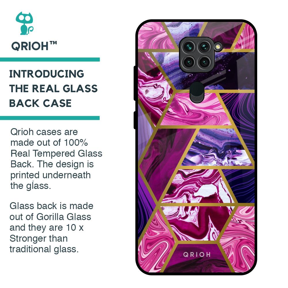 Electroplated Geometric Marble Glass Case for Redmi Note 9