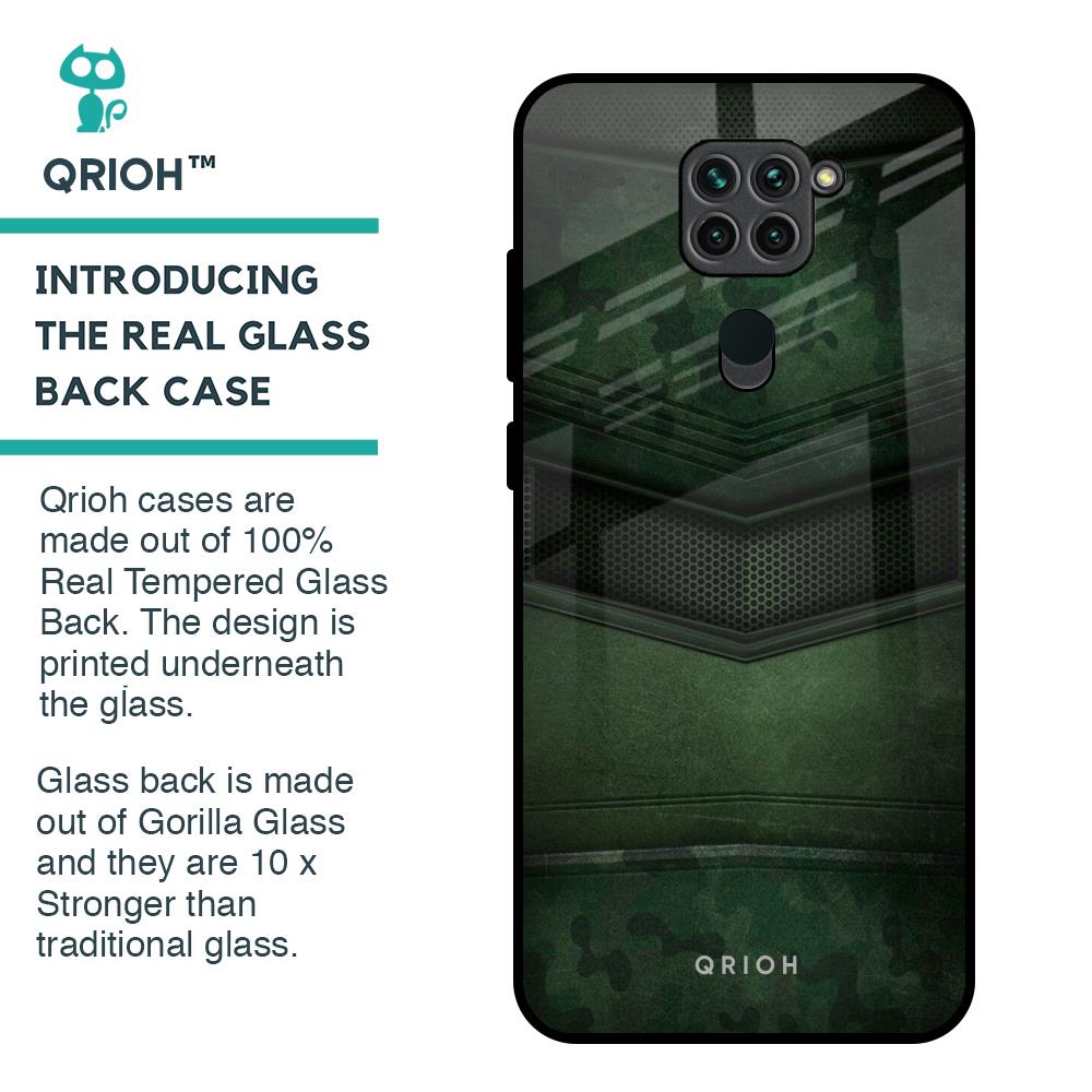 Green Leather Glass Case for Redmi Note 9