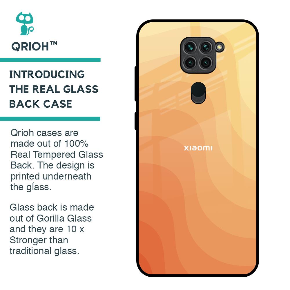 Orange Curve Pattern Glass Case for Redmi Note 9