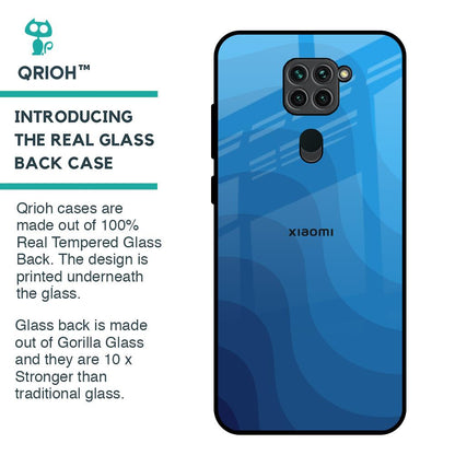 Blue Wave Abstract Glass Case for Redmi Note 9