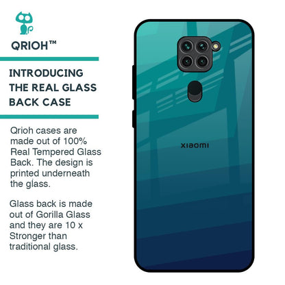 Green Triangle Pattern Glass Case for Redmi Note 9