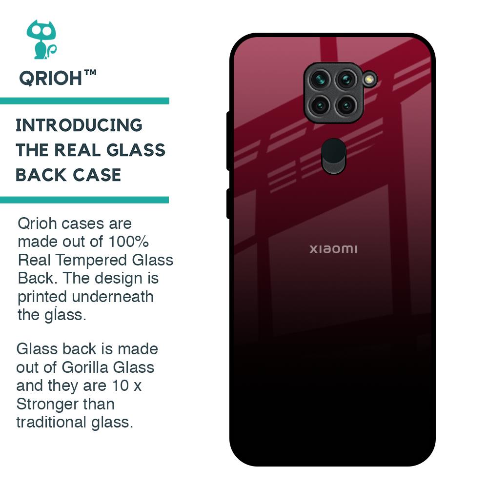 Wine Red Glass Case For Redmi Note 9