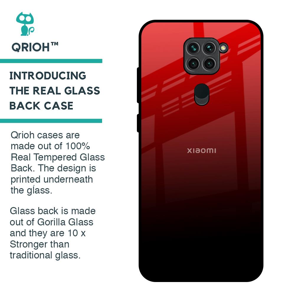 Maroon Faded Glass Case for Redmi Note 9