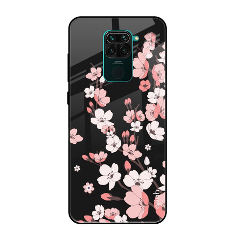 Black Cherry Blossom Mi Redmi Note 9 Glass Cases & Covers Online