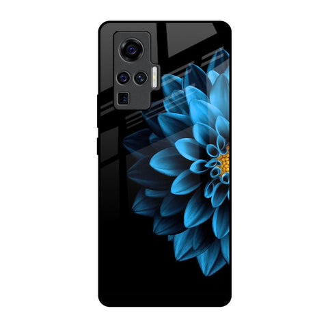 Half Blue Flower Vivo X50 Pro Glass Back Cover Online