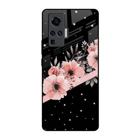Floral Black Band Vivo X50 Pro Glass Back Cover Online