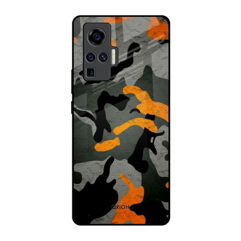 Camouflage Orange Vivo X50 Pro Glass Back Cover Online